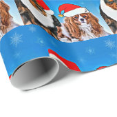 Cadeau Deux papier Santa Cavalier King Charles Spaniels (Coin rond)