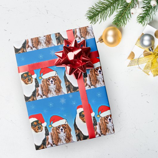 Cadeau Deux papier Santa Cavalier King Charles Spaniels