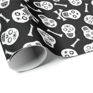 Cadeau Dia de los Muertos Crânes de papier noir et blanc