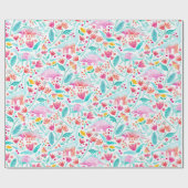 Cadeau Dinosaure délice sur papier d'emballage blanc (Plat)