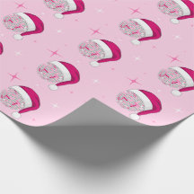 Disco Ball Santa Hat Papier à enveloppement rose