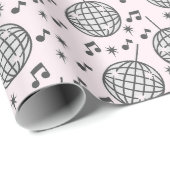 Cadeau Disco Balls and Music Notes Papier d'enveloppement (Coin rond)
