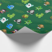 Cadeau Dix Petits Monstres : Papier à envelopper vert (Coin)