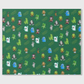Cadeau Dix Petits Monstres : Papier à envelopper vert (Plat)