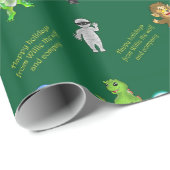 Cadeau Dix Petits Monstres : Papier à envelopper vert (Coin rond)