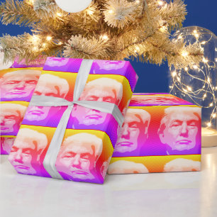 CADEAU DONALD TRUMP PAPIER D'ÉTIQUETAGE POP ART