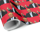 CADEAU DONALD TRUMP THUMBS UP CHRISTMAS WRAPPER PAPIER (Coin rond)