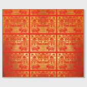 Cadeau Double Rabbit papier coupé chinois Nouvel An Gold  (Plat)