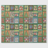 Cadeau Douze jours de Noël papier d'enveloppement vert (Plat)