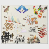 Cadeau Douze jours de papier d'enveloppement de Noël (Plat)