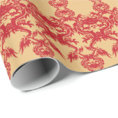 Cadeau Dragons rouges sur papier d'enveloppement Arrière  (Coin rond)