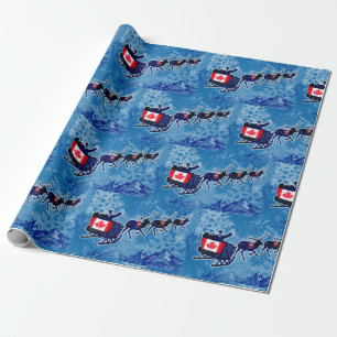Cadeau Drapeau canadien Père Noël papier d'emballage de N