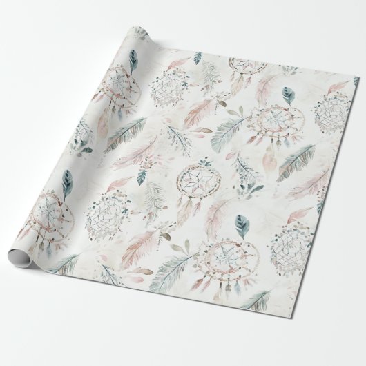 Cadeau DREAMCATCHER Boho Feathers Papier d'enveloppement (Déroulé)