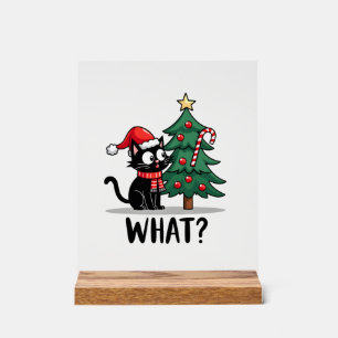 Cadeau drôle de chat noir renversant l'arbre de No