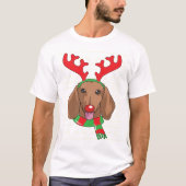cadeau drôle de Noël de renne de T-shirt de teckel (Devant)