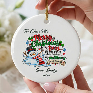 Cadeau drôle de Noël pour jumeaux ornement
