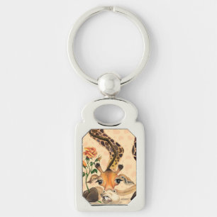Cadeau drôle de porte-clés avec une girafe romanti