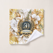 Cadeau du 50e anniversaire de la florale blanche e (Gant de toilette)