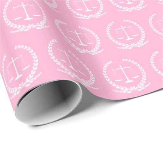 Cadeau Échelles de justice | Papier à enveloppement rose (Coin rond)