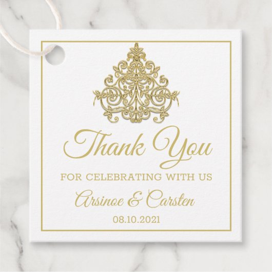 Cadeau Élégance dorée Favoriser les étiquettes (Devant)