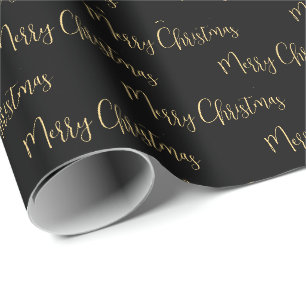 Cadeau Élégant Black Gold Joyeux papier d'enveloppement d