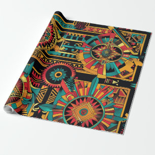 Cadeau Élégant Cyan "Aztec Dream" Papier d'enveloppement