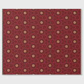 Cadeau Élégant Golden Starburst Deep Red Wrapper Papier (Plat)