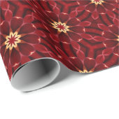 Cadeau Élégant Golden Starburst Deep Red Wrapper Papier (Coin rond)