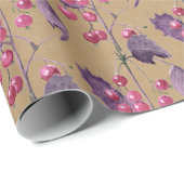 Cadeau Elégant Kraft Papier rose Baies rouges (Coin rond)