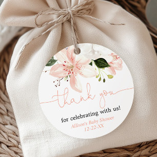 Cadeau Élégant lys floral blush merci les étiquettes préf