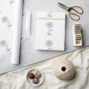 Cadeau Élégant Papier à Motif de Rose en Ligne
