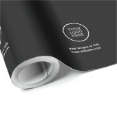 Cadeau Élégant papier d'emballage noir avec logo (Coin rond)