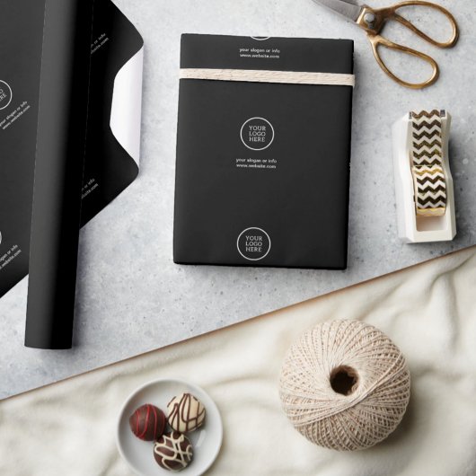 Cadeau Élégant papier d'emballage noir avec logo