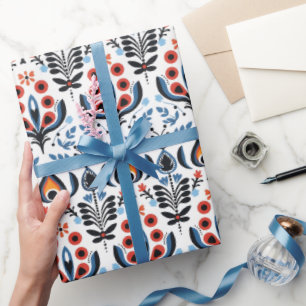 Cadeau Élégant papier d'enrobage floral scandinave
