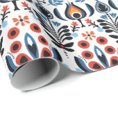 Cadeau Élégant papier d'enrobage floral scandinave (Coin rond)