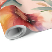 Cadeau Élégant papier d'enveloppement de fleurs d'aquarel (Coin rond)