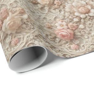 Cadeau Élégant papier d'enveloppement floral dentelle