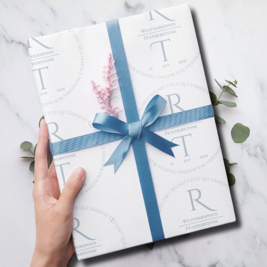 Cadeau Élégant papier d'enveloppement Mariage de monogram