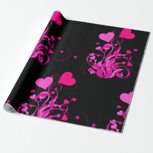 Cadeau Élégant papier d'enveloppement Motif de coeur flor