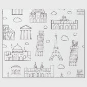 Cadeau élégant papier d'enveloppement noir et blanc (Plat)