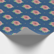 Élégant papier d'enveloppement rose et bleu floral