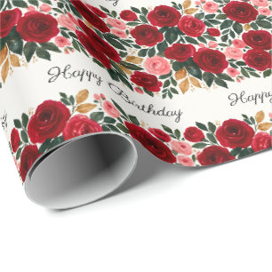 Cadeau Élégant papier Rose d'enveloppement d'anniversaire