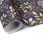 Cadeau Élégante huile d'or sur violet : Papier de vacance (Coin rond)