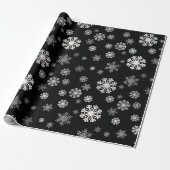 Cadeau Élégants flocons d'argent noir Wrapper Papier (Déroulé)