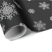 Cadeau Élégants flocons d'argent noir Wrapper Papier (Coin rond)