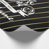 Cadeau Elegenat White Monagram Papier d'emballage (Coin)