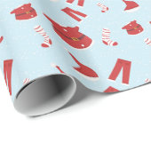 Cadeau Éléments de Noël Papier d'enveloppement du Père No (Coin rond)