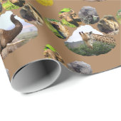 Cadeau Eléphant, Giraffe, Papier à envelopper d'empreinte (Coin rond)