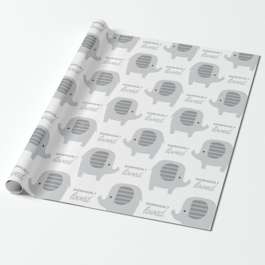 Cadeau Eléphants Gris Bébé mignons enveloppant du papier (Déroulé)