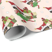 Cadeau Elfes mignons africains de Noël, papier (Coin rond)